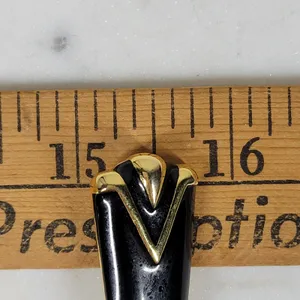 Monet Vintage Enamel Brooch Pin Black Gold Tone Art Deco Statement Jewelry thumbnail 8