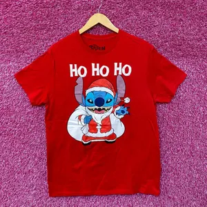 Santa Stitch Ho Ho Ho Lilo & Stitch Christmas Disney Tee L thumbnail 1