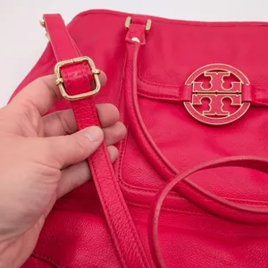 Tory Burch‎ Amanda Hobo Classic Handle Tote Pink Pebbled Leather Crossbody Bag thumbnail 6