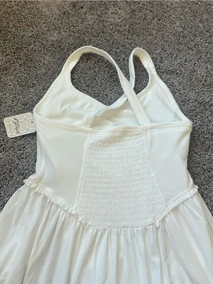 Free People Cream Smocked Mini Dress with Crossback Straps thumbnail 7
