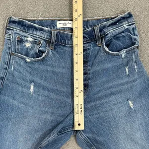 Abercrombie & Fitch Mom Jeans Women Size 10 Blue High Rise Distressed Button Fly thumbnail 11