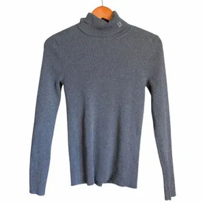 Lauren Ralph Lauren Women’s M Gray Ribbed Cotton Turtleneck Sweater LRL Classic thumbnail 2
