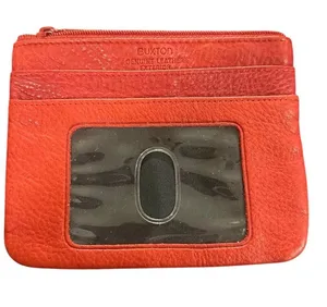 Buxton Genuine leather cherry red small wallet coin pouch travel accessory thumbnail 1