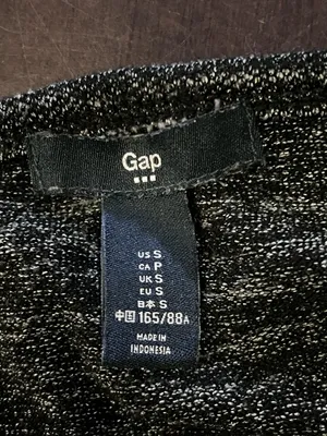 Gap Shirt Womens Petite Small Charcoal Gray Boat Neck Long Sleeve Stretch Top thumbnail 6