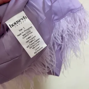 House of CB ‘Helena’ Orchid Satin Midi Dress with Feathered Trim NWOT size S thumbnail 15