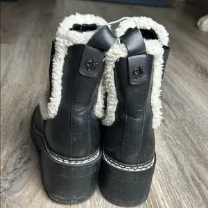 Calvin Klein Black Leather Shearling-Lined Boots Size 5 M thumbnail 9
