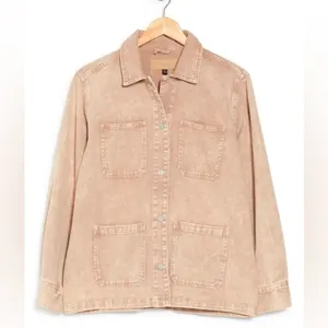 Blank NYC NWT Garment Dye Acid Wash Twill Shirt Jacket in Stoned Size Medium thumbnail 4