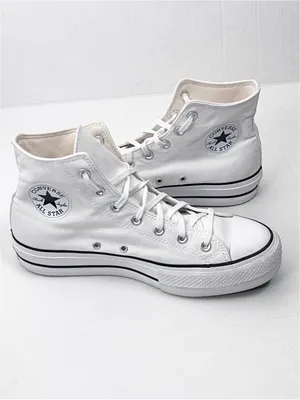 CHUCK TAYLOR ALL STAR CONVERSE White Platform Lace Up High Top Sneakers Size 10 thumbnail 7