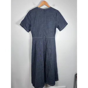 Fifteen‎ Twenty olivia contrast stitch denim midi dress Women S Blue Minimalist thumbnail 5