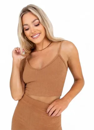 ✨Kittenish Brown Terry Cloth Angelica Cropped Tank NWT thumbnail 1