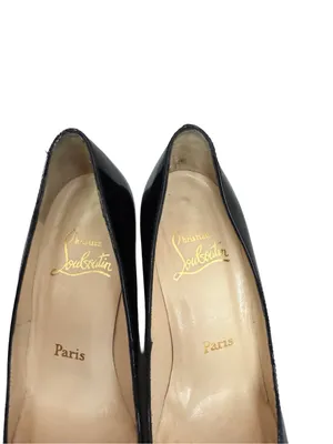 Christian Louboutin Black Patent Leather Round Toe Wedge Pumps Size 6 Women's thumbnail 3