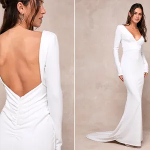 LULUS Sexy Chic Bridal Wedding Elegant Sophisticated Long Sleeve Mermaid Gown thumbnail 2