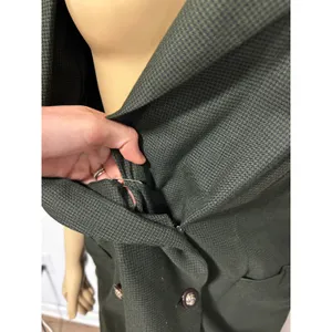 Kasper for ASL Vintage Olive Green Houndstooth Double Breasted Coat Dress 12 thumbnail 6