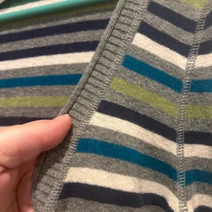 Aeropostale Womens Striped V Neck Long Sleeve‎ Top Gray Green Blue Large thumbnail 2