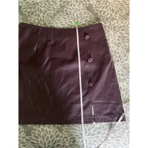 SheIn Plum Purple Faux Leather Mini‎ Skirt Small Button Detail Mod Retro Dark Romance thumbnail 5