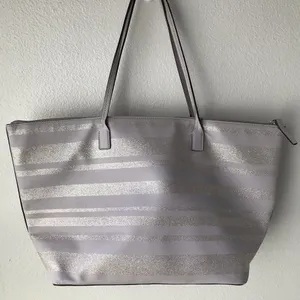 Kate Spade Silver and Gray Shimmery Tote thumbnail 4
