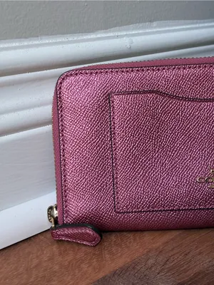 Coach Metallic Crossgrain Leather Zip-Around Long Wallet F21068 thumbnail 3