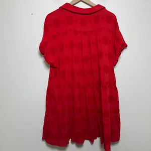Umgee Womens 100% Cotton Dress Large Red Polka Dot Tiered Short Sleeve Boho‎ thumbnail 10
