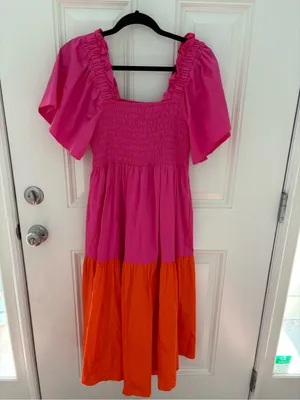 CROSBY by Mollie Burch Haskell Dress Size Medium in Mollie Pink/Aperol Spritz thumbnail 7