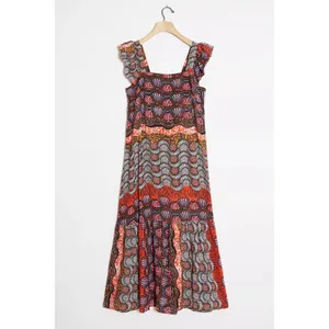 Anthropologie COREY LYNN CALTER Doriane Midi Dress Print Ruffled Abstract XS thumbnail 10
