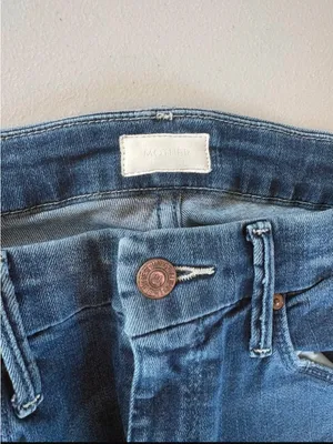 MOTHER Blue Denim Jeans with Copper Button Detail thumbnail 6