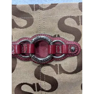 Sophia Caperelli Shoulder Bag Small Monogram Tan Brown Red Leather Trim‎ Trim thumbnail 3