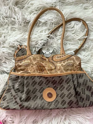 Vintage Nine West Y2K Brown Logo Frame Satchel Purse Charm thumbnail 4