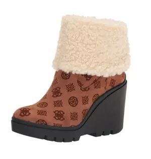 NEW GUESS Women's Tabloid Fashion Boot SZ-9.5 Brown White Faux Fur Lined thumbnail 1