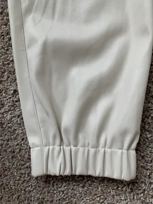 Mustard Seed NWT boutique Off White faux leather joggers thumbnail 3