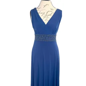 AGB Dress Sz 6 Blue Rhinestones Festival Evening Party Elegant Cocktail Retro thumbnail 9
