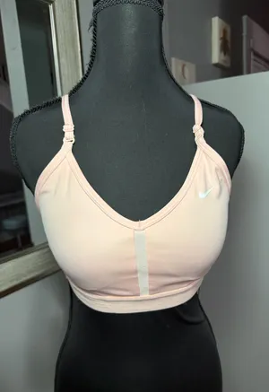 Nike Dri-FIT Indy Light-Support Padded V-Neck Pink Sports Bra Medium thumbnail 1