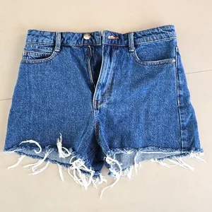 Zara High Rise Blue Raw Hem Shorts Size 6 thumbnail 1