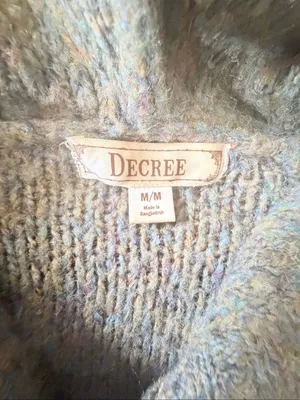 Decree Women’s Olive Green Gray Brown Marled Hooded Cape Sweater Poncho Size M thumbnail 2