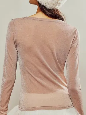 Free People Intimately Mesh So Well Metallic Layering Top in Winter Bloom Medium thumbnail 2