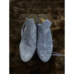 Free People Blue Suede Lucite Heels Sparkler Wrap Mules Shoes 41 10.5 thumbnail 2