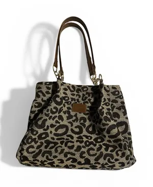 Baelaanan & Bag Leopard Print Tote Bag with Brown Handles thumbnail 1