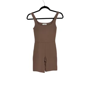 Aritzia Babaton Contour Squareneck Bodycon Romper Deep Taupe Brown Size XS thumbnail 3
