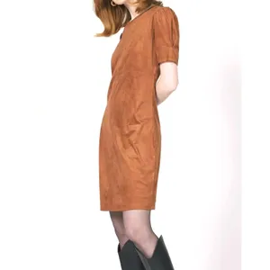 Another Love Demi Dress Womens S Brown Faux Suede Boho Minimalist Western Earthy thumbnail 2