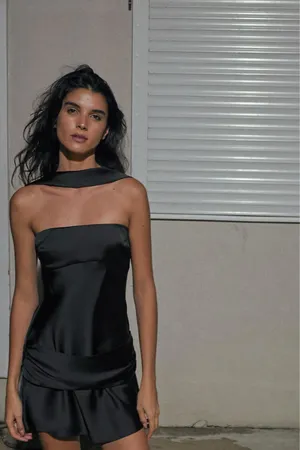 BNWT Zara Black Satin Effect Scarf Dress thumbnail 2