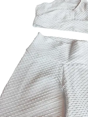 Booty by Brabants White Two Piece Workout Set Crop Top Shorts One Size Curvy thumbnail 6