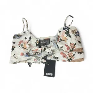 Reformation Medium Linen Crop Double Tie Tank Top Animal Print Janeiro Safari thumbnail 2