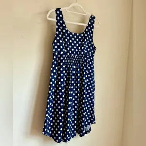 Anthropologie Polka Dot Dress - Vanessa Virginia Navy Blue White Womens sz 10 thumbnail 10