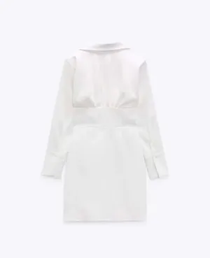 ZARA white dress wedding bridal shower corset mini long sleeve thumbnail 7