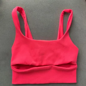 Alo Yoga Slit Bra Fluorescent Pink Coral XS thumbnail 2