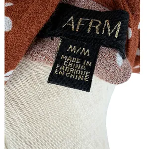 AFRM Jamie Open‎ Back Midi Dress Brown White Polka Dot Puff Sleeve Size Medium thumbnail 12