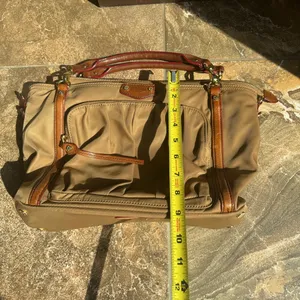 MZ Wallace Nylon Top Handle‎ Bag some pen marks tan beige brown thumbnail 11