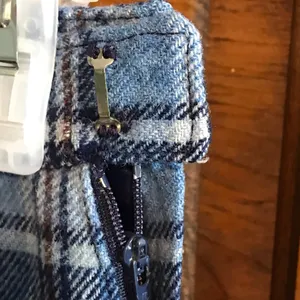 Pendleton vintage skirt blue plaid a-line with side zipper and hook closure. thumbnail 4
