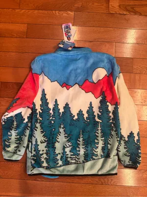 NWT Disney Mickey Mouse & Pluto "Mickey's Lodge" Scenic Fleece Jacket Small thumbnail 6