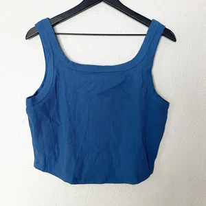 Madewell The Tailored Crop Tank Square Neck Blue Size L thumbnail 6