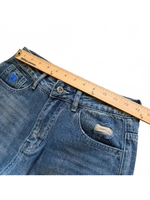 Aelfric Eden Wide Leg Denim Jeans Baggy Distressed Floral Patch Women's Size 26 thumbnail 6